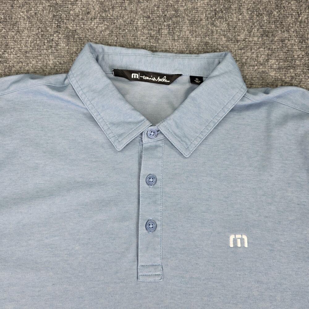 Travis Mathew Shirt Mens XL Blue Polo Pima Cotton Golf Active Casual Performance - Picture 10 of 16